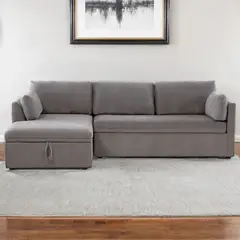 BASEMENT HOME - Sofá Cama Seccional Convertible William 3 Cuerpos Izquierdo 2 Plz con Almacenamiento