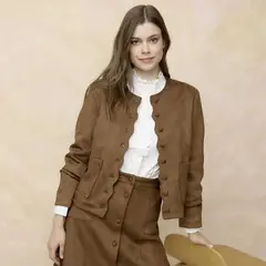 ELLE - Casaca Efecto Suede Mujer
