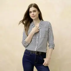 ELLE - Blusa Manga Larga Casual Mujer
