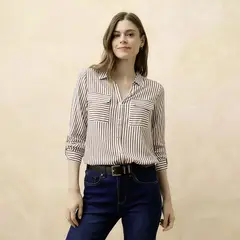 ELLE - Blusa Manga Larga Casual Mujer