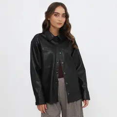 DENIMLAB - Sobrecamisa Efecto Cuero Mujer