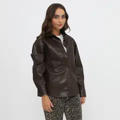 DENIMLAB - Sobrecamisa Efecto Cuero Mujer