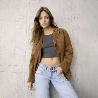 DENIMLAB - Blazer de Cuero Mujer