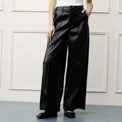 BASEMENT - Pantalón Wide Leg Tiro Alto Mujer