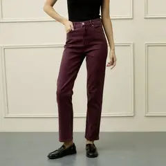 BASEMENT - Jean Straight Tiro Medio Mujer