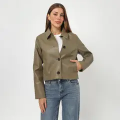 BASEMENT - Casaca Efecto Cuero Mujer