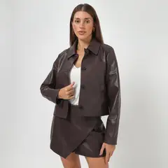 BASEMENT - Casaca Efecto Cuero Mujer