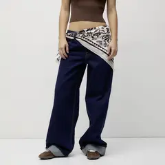 SYBILLA - Pantalón Baggy Tiro Bajo Mujer