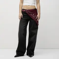 SYBILLA - Pantalón Baggy Tiro Bajo Mujer