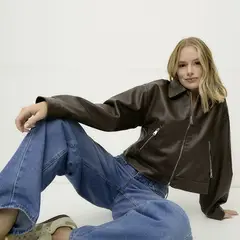 SYBILLA - Casaca Efecto Cuero Mujer