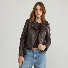 SYBILLA - Casaca Efecto Cuero Mujer