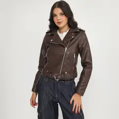 SYBILLA - Casaca Efecto Cuero Mujer