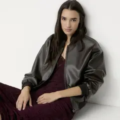 SYBILLA - Casaca Bomber Efecto Cuero Mujer