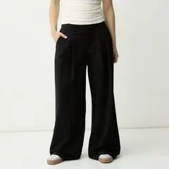 SYBILLA - Pantalón Wide Leg Tiro Medio Mujer