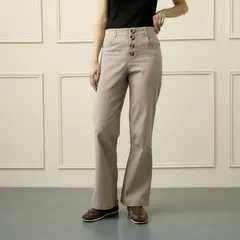 BASEMENT - Pantalón Flare Tiro Alto Mujer