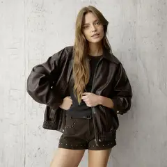 DENIMLAB - Casaca Bomber Efecto Cuero Mujer