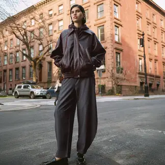 DENIMLAB - Casaca Bomber Efecto Cuero Mujer