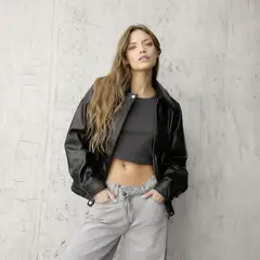 DENIMLAB - Casaca Bomber Efecto Cuero Mujer