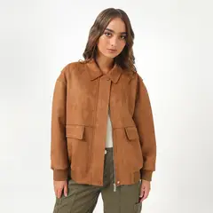 DENIMLAB - Casaca Efecto Suede Mujer