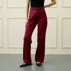 BASEMENT - Jean Straight Tiro Alto Mujer