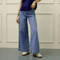 BASEMENT - Jean Wide Leg Tiro Alto Mujer
