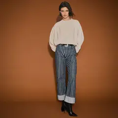 BASEMENT - Jean Straight Tiro Alto Mujer