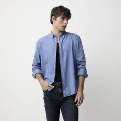 BASEMENT - Camisa 100%Algodón Manga Larga Hombre