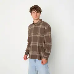 BEARCLIFF - Camisa 100% Algodón Regular fit Manga larga Hombre