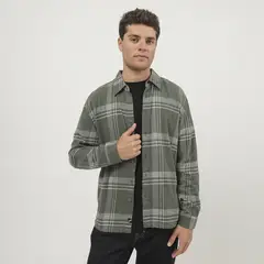 BEARCLIFF - Camisa 100% Algodón Regular fit Manga larga Hombre