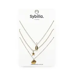 SYBILLA - Collar Dorado 3 Dijes