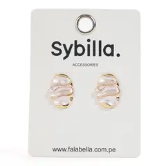 SYBILLA - Aretes Dorados Con Blanco
