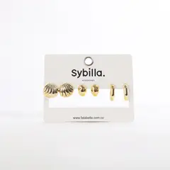 SYBILLA - Set Aretes Dorados Mar X3