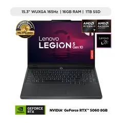 LENOVO - Laptop Gamer Legion 5 Serie 200 Ia Amd Ryzen 7 Rtx 5060 16gb Ram 1tb Ssd 15.3" 165hz