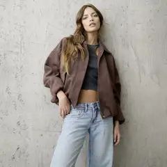 DENIMLAB - Casaca Bomber Efecto Suede Mujer