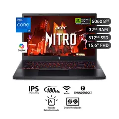 ACER - Laptop Nitro Lite Intel Core I7-13620h 32gb 512 Gb 15.6" Fhd (1920 X 1080) 180hz Nvidia Geforce Rtx 5060