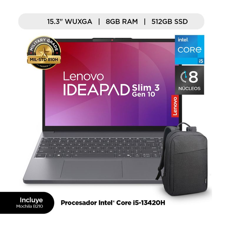 Laptop Ideapad Slim 3i 13va Gen Intel Core i5 8GB RAM 512GB SSD 15.3" WUXGA