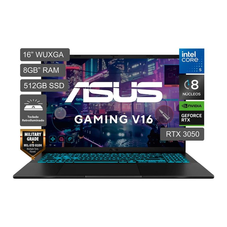 Laptop Gaming V16 RTX 3050 Intel Core 5 210H 8GB RAM 512GB SSD 16" Nvidia GeForce