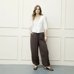 BASEMENT - Pantalón Balloon Tiro Alto Mujer