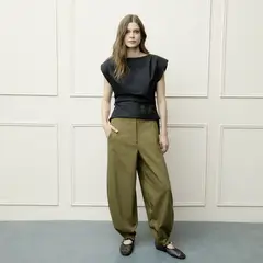 BASEMENT - Pantalón Balloon Tiro Alto Mujer
