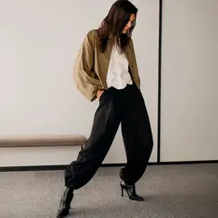 BASEMENT - Pantalón Wide Leg Tiro Alto Mujer