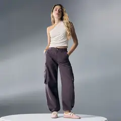 SYBILLA - Pantalón Cargo Tiro Medio Mujer