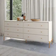 BASEMENT HOME - Comoda 6 Cajones Jasper Off White Matte Gold