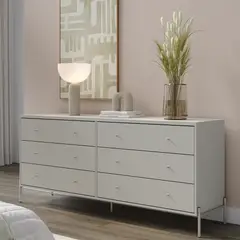 BASEMENT HOME - Comoda 6 Cajones Jasper Off White Matte Champagne