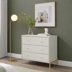 BASEMENT HOME - Comoda 3 Cajones Jasper Off White Matte Gold