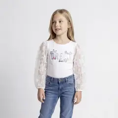 BARBIE - Polera Niña Manga Larga Algodón