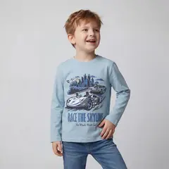 HOT WHEELS - Polera Niño Manga Larga Algodón