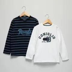 CONIGLIO - Polera Niño Pack X2 Manga Larga Algodón