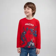 SPIDERMAN - Polera Niño Manga Larga Algodón Spider-Man
