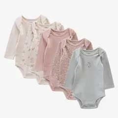 YAMP - Body Bebé Niña Pack X5 Manga Larga Algodón