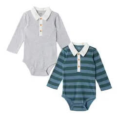 YAMP - Body Bebé Niño Pack X2 Manga Larga Algodón